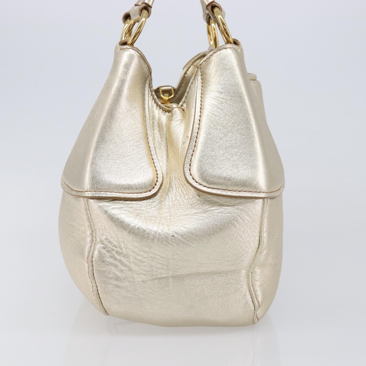 Miu Miu Hand Bag Leather Champagne Gold Gold Tone Auth 167627V