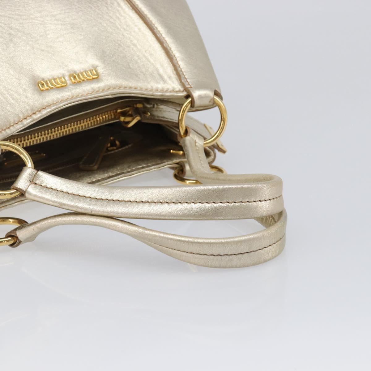 Miu Miu Hand Bag Leather Champagne Gold Gold Tone Auth 167627V