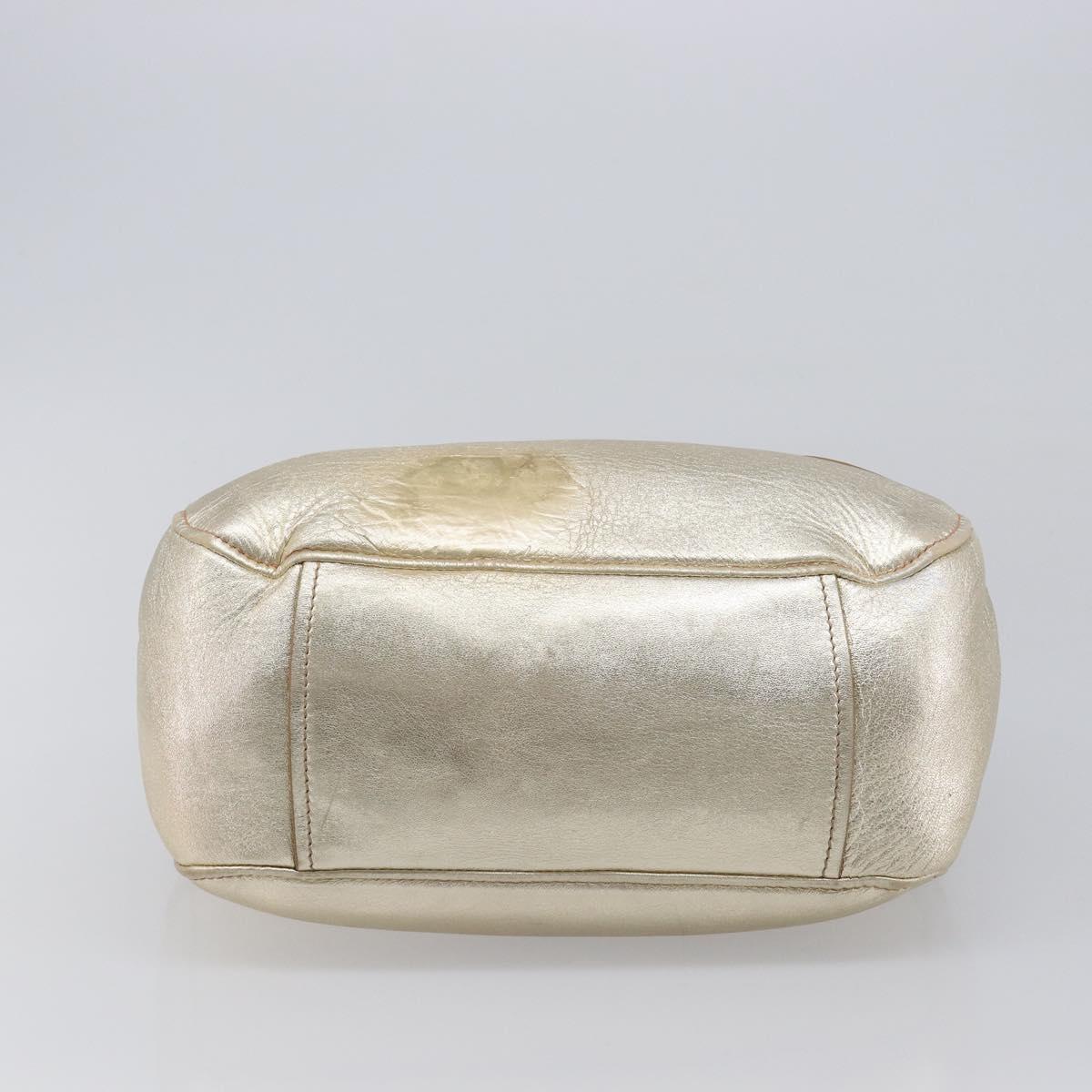 Miu Miu Hand Bag Leather Champagne Gold Gold Tone Auth 167627V
