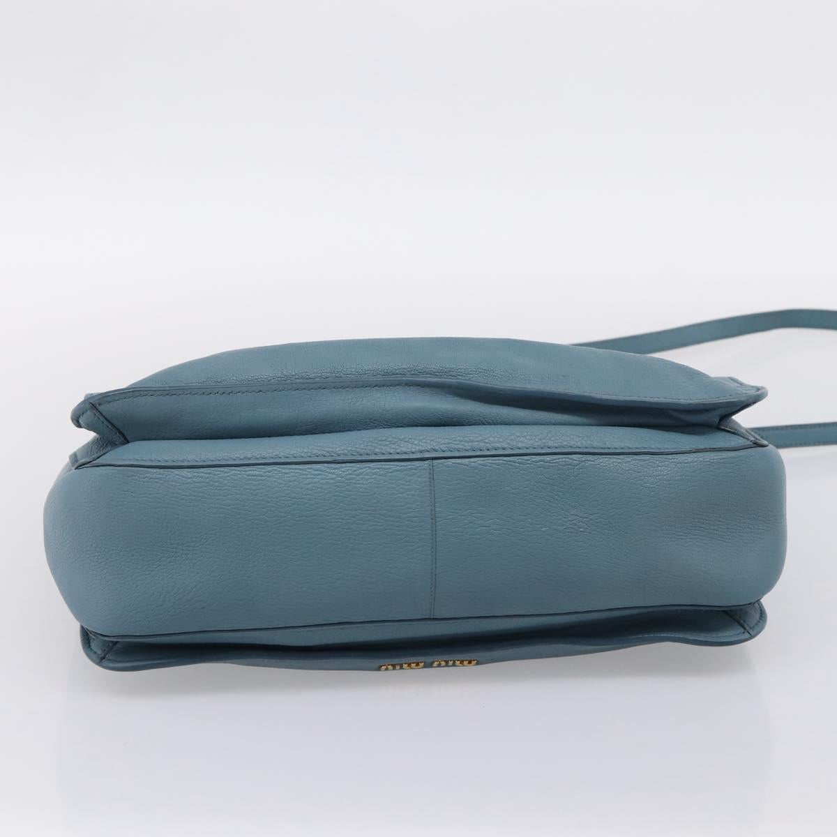 Miu Miu Hand Bag Leather 2way Blue Gold Tone Auth 167628V