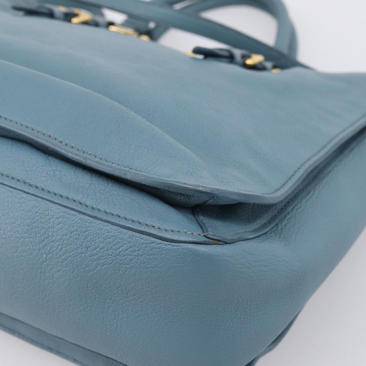 Miu Miu Hand Bag Leather 2way Blue Gold Tone Auth 167628V
