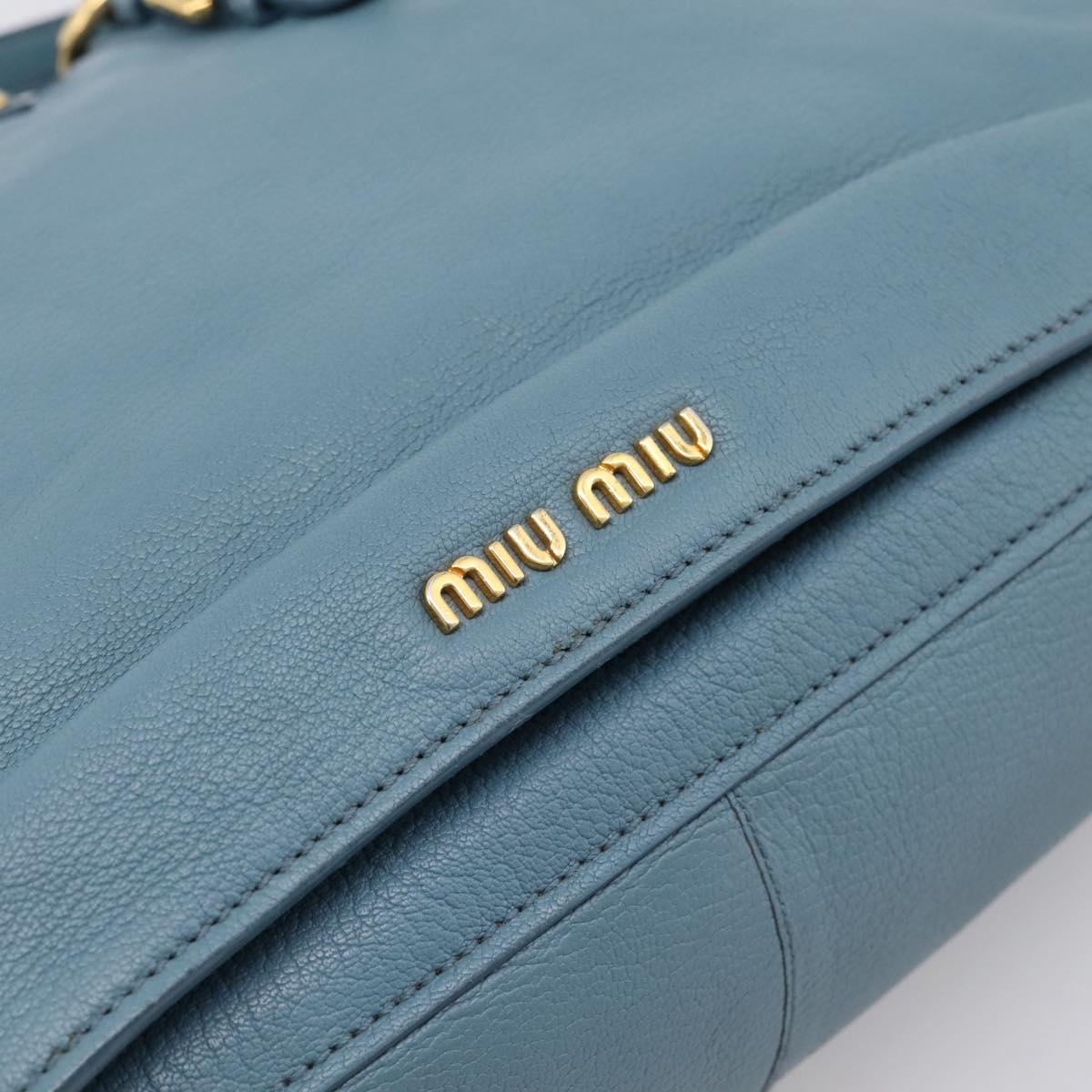 Miu Miu Hand Bag Leather 2way Blue Gold Tone Auth 167628V