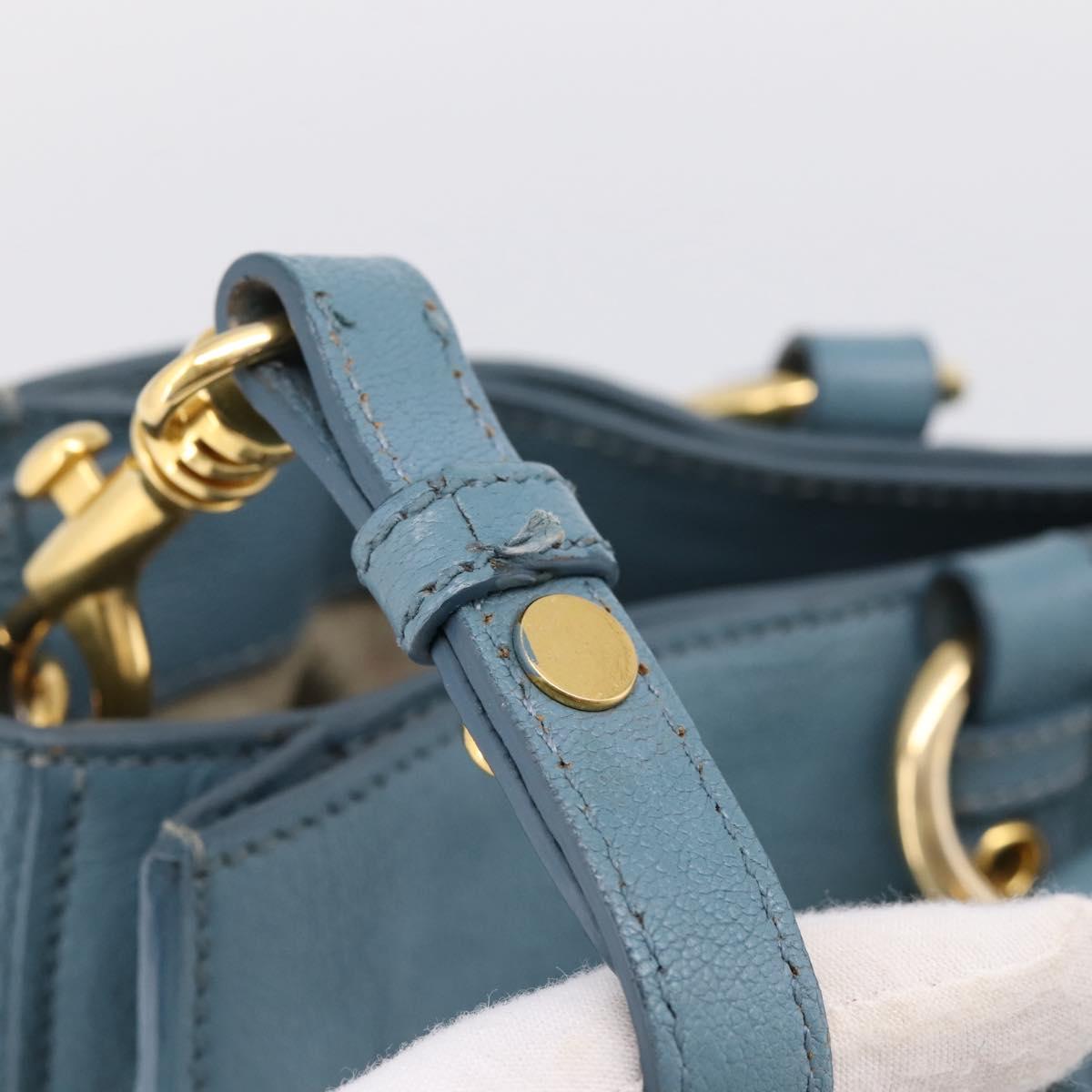 Miu Miu Hand Bag Leather 2way Blue Gold Tone Auth 167628V
