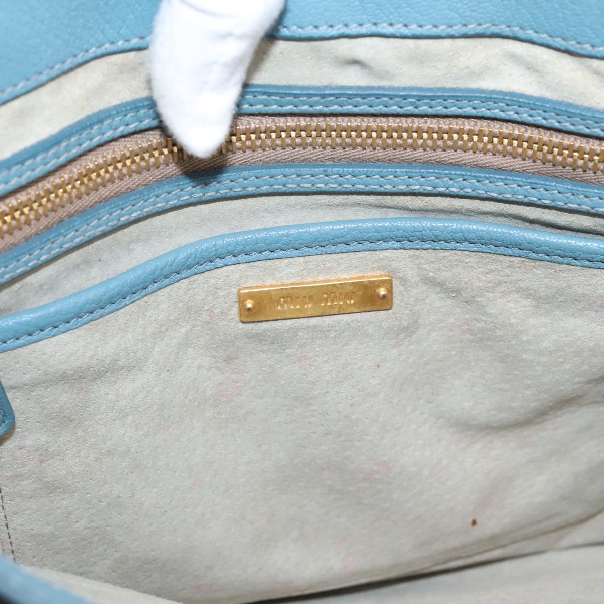 Miu Miu Hand Bag Leather 2way Blue Gold Tone Auth 167628V