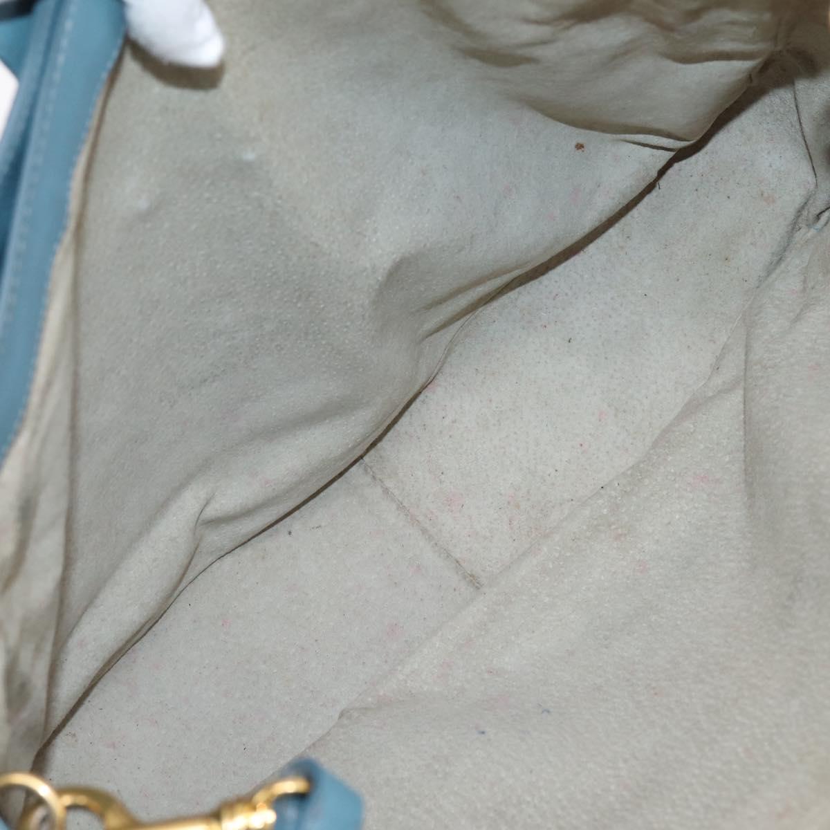 Miu Miu Hand Bag Leather 2way Blue Gold Tone Auth 167628V