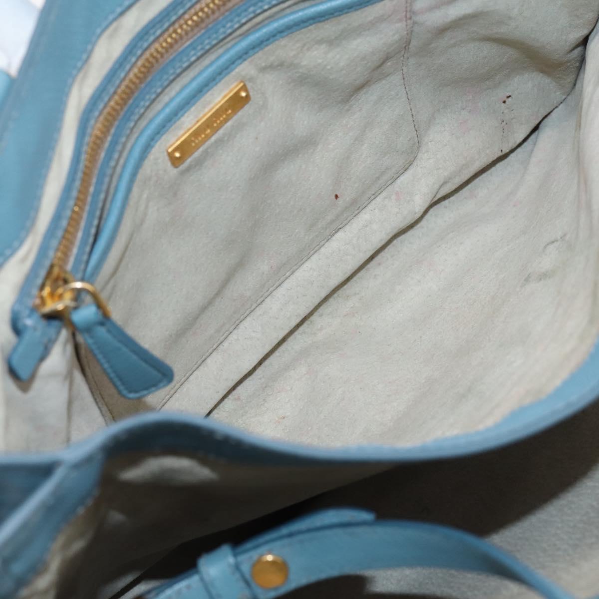Miu Miu Hand Bag Leather 2way Blue Gold Tone Auth 167628V