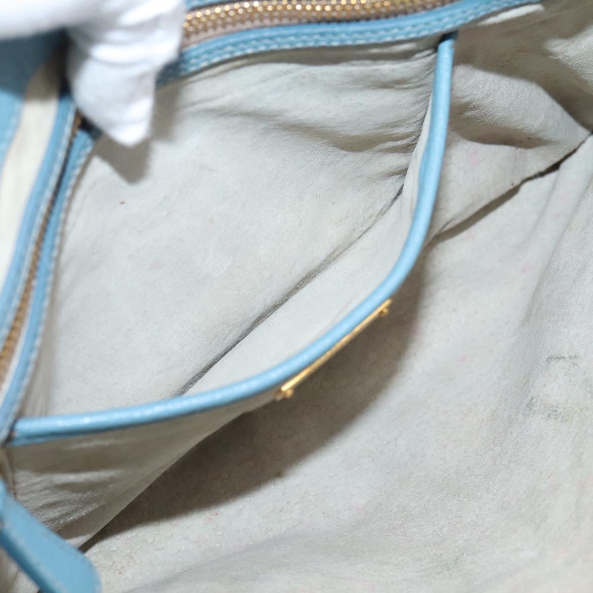 Miu Miu Hand Bag Leather 2way Blue Gold Tone Auth 167628V