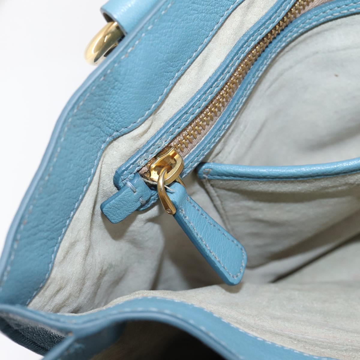 Miu Miu Hand Bag Leather 2way Blue Gold Tone Auth 167628V