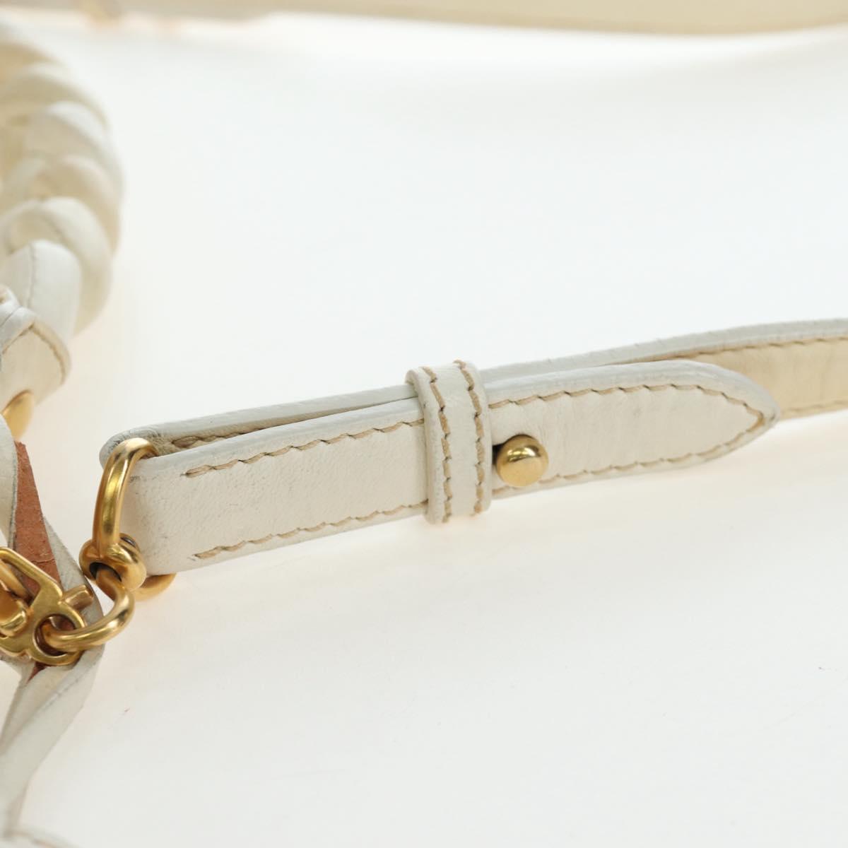 Miu Miu Matelasse Hand Bag Leather 2way White Gold Tone Auth 167629V