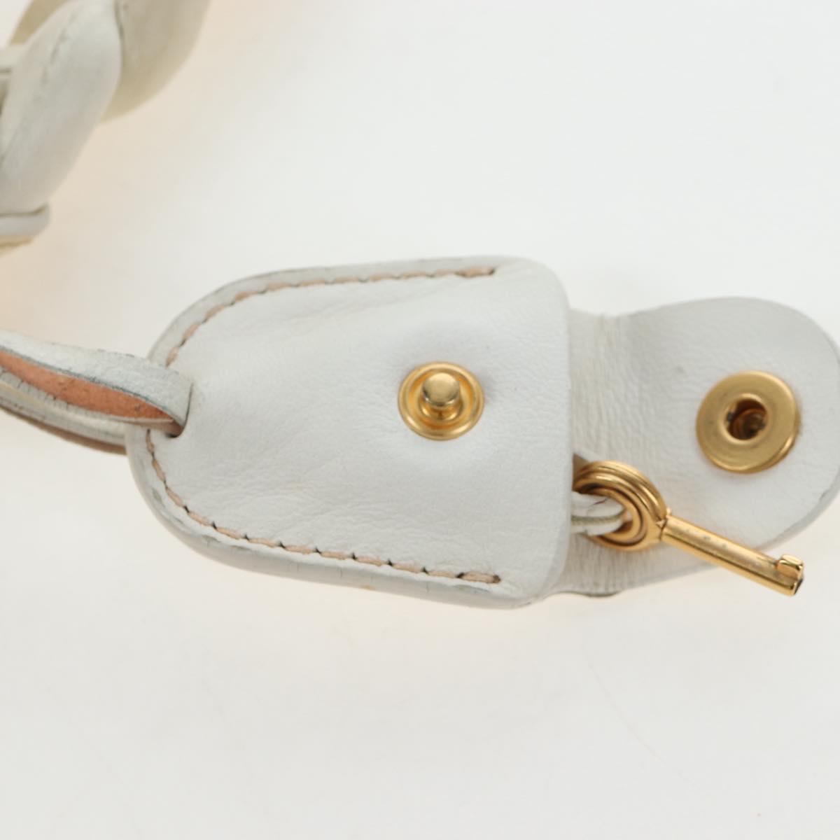 Miu Miu Matelasse Hand Bag Leather 2way White Gold Tone Auth 167629V