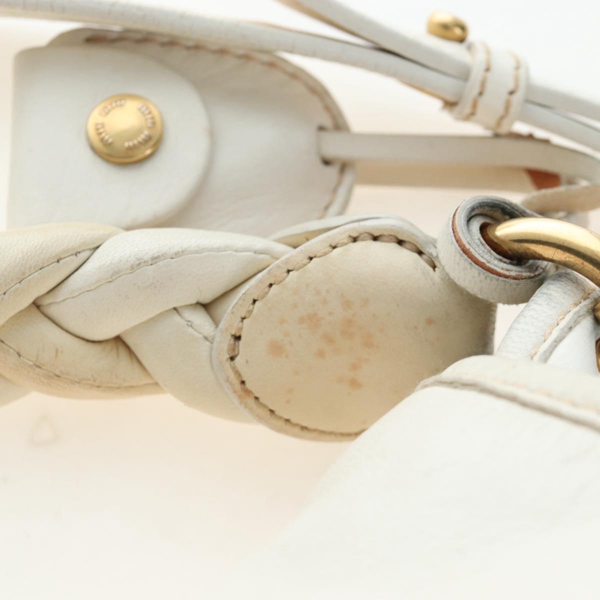 Miu Miu Matelasse Hand Bag Leather 2way White Gold Tone Auth 167629V