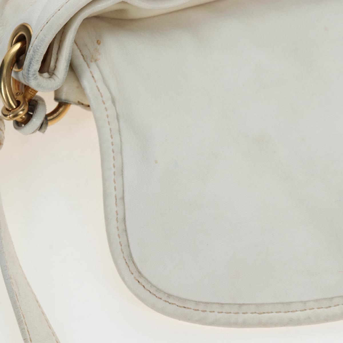 Miu Miu Matelasse Hand Bag Leather 2way White Gold Tone Auth 167629V