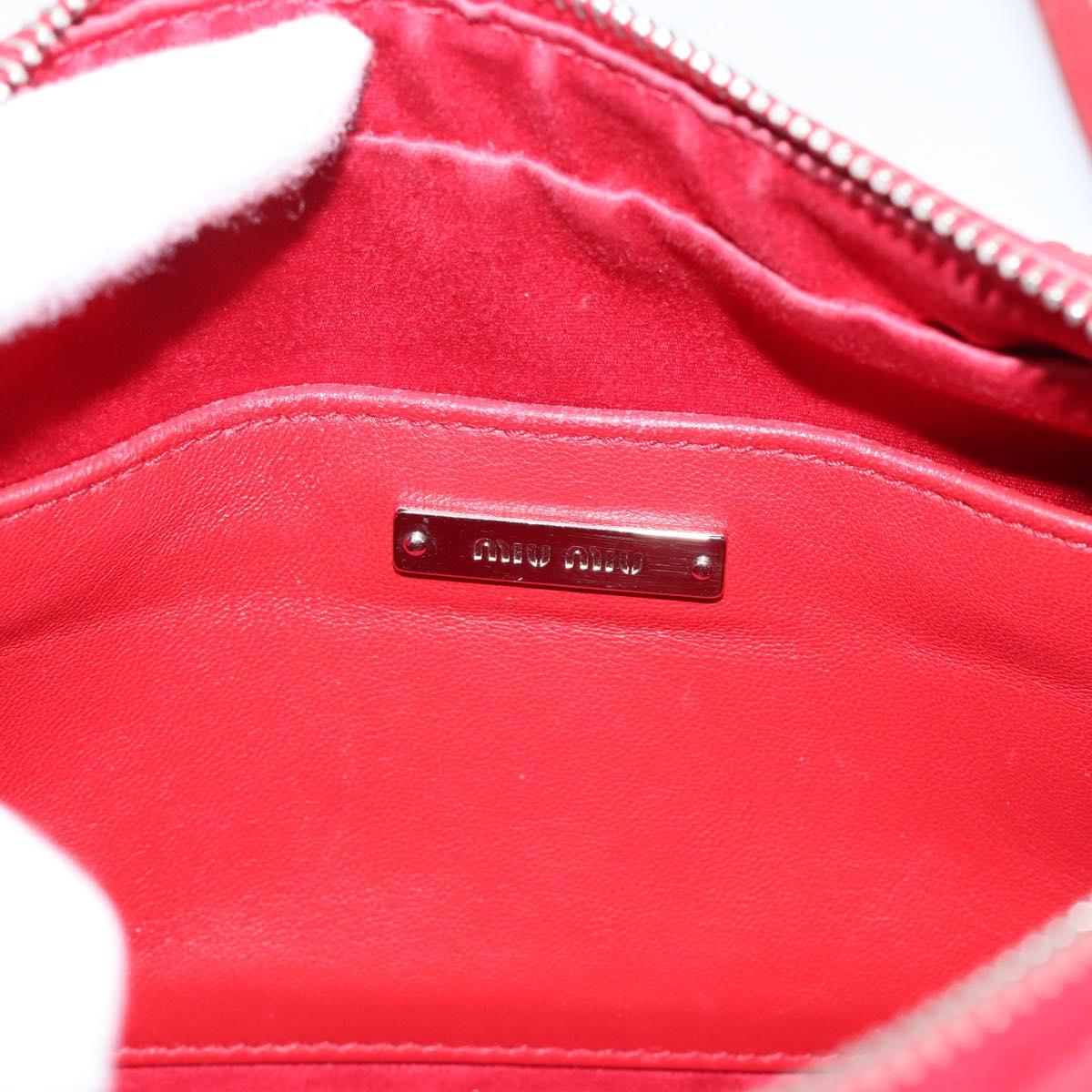 Miu Miu Shoulder Bag Leather Sequins Red Silver Auth 167643A