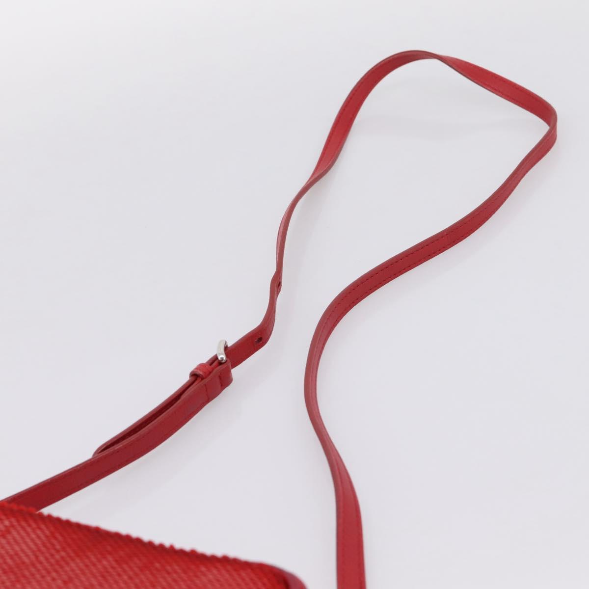 Miu Miu Shoulder Bag Leather Sequins Red Silver Auth 167643A