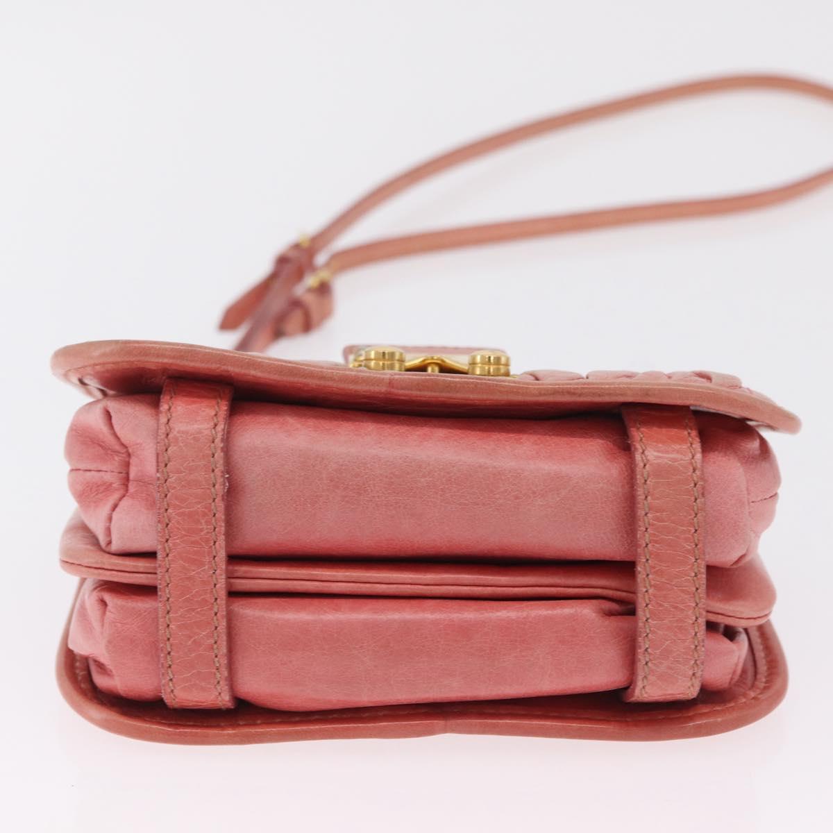 Miu Miu Matelasse Shoulder Bag Leather Pink Gold Auth 167645A