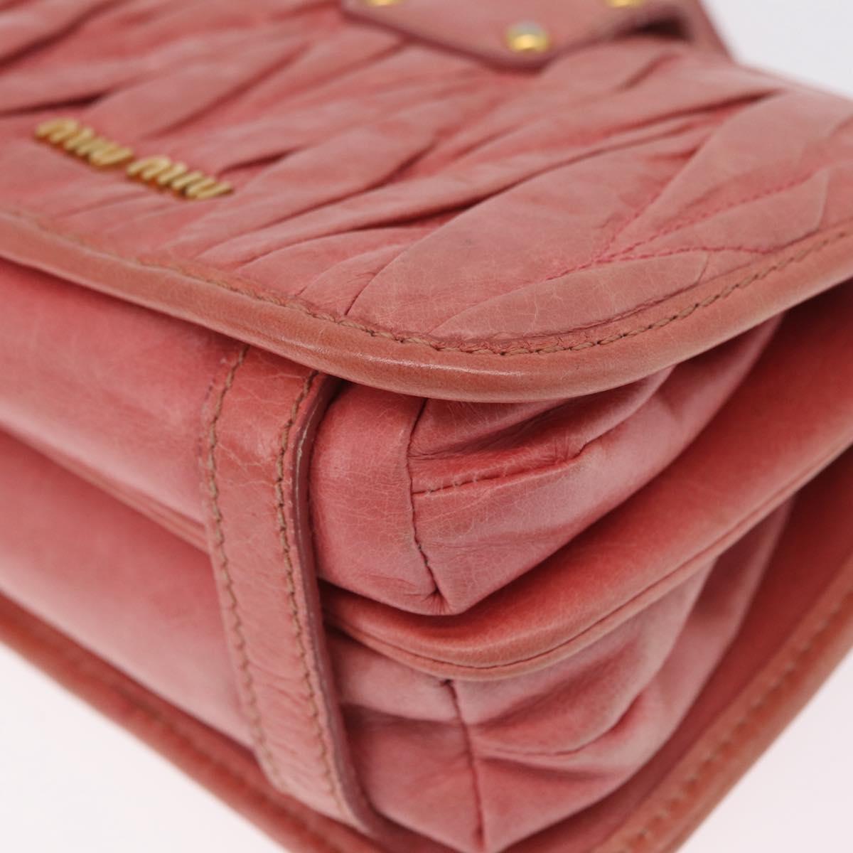 Miu Miu Matelasse Shoulder Bag Leather Pink Gold Auth 167645A