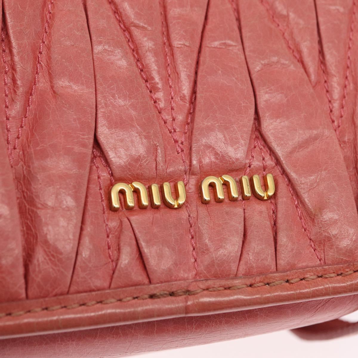 Miu Miu Matelasse Shoulder Bag Leather Pink Gold Auth 167645A