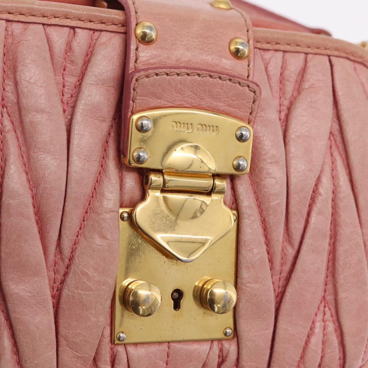 Miu Miu Matelasse Shoulder Bag Leather Pink Gold Auth 167645A