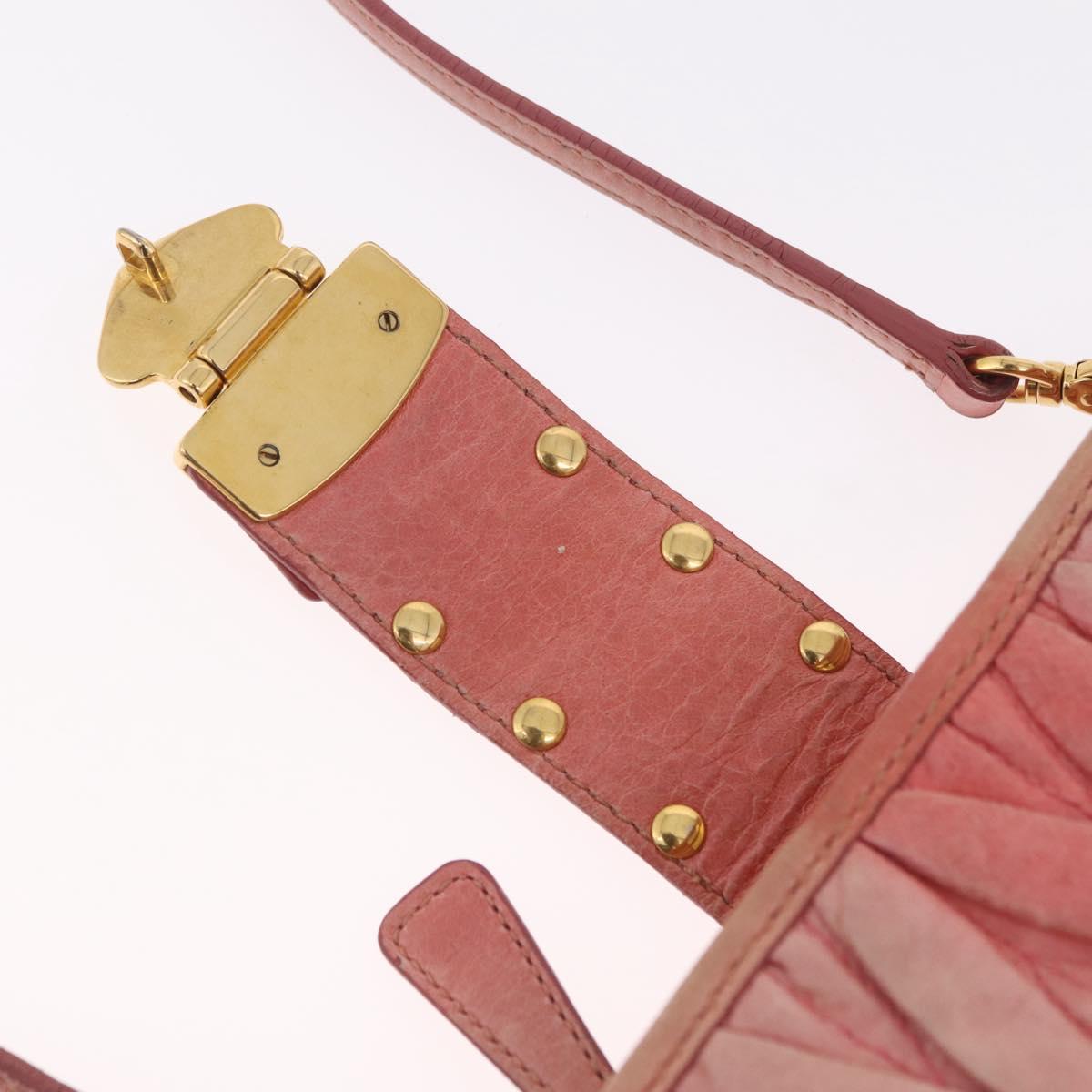 Miu Miu Matelasse Shoulder Bag Leather Pink Gold Auth 167645A