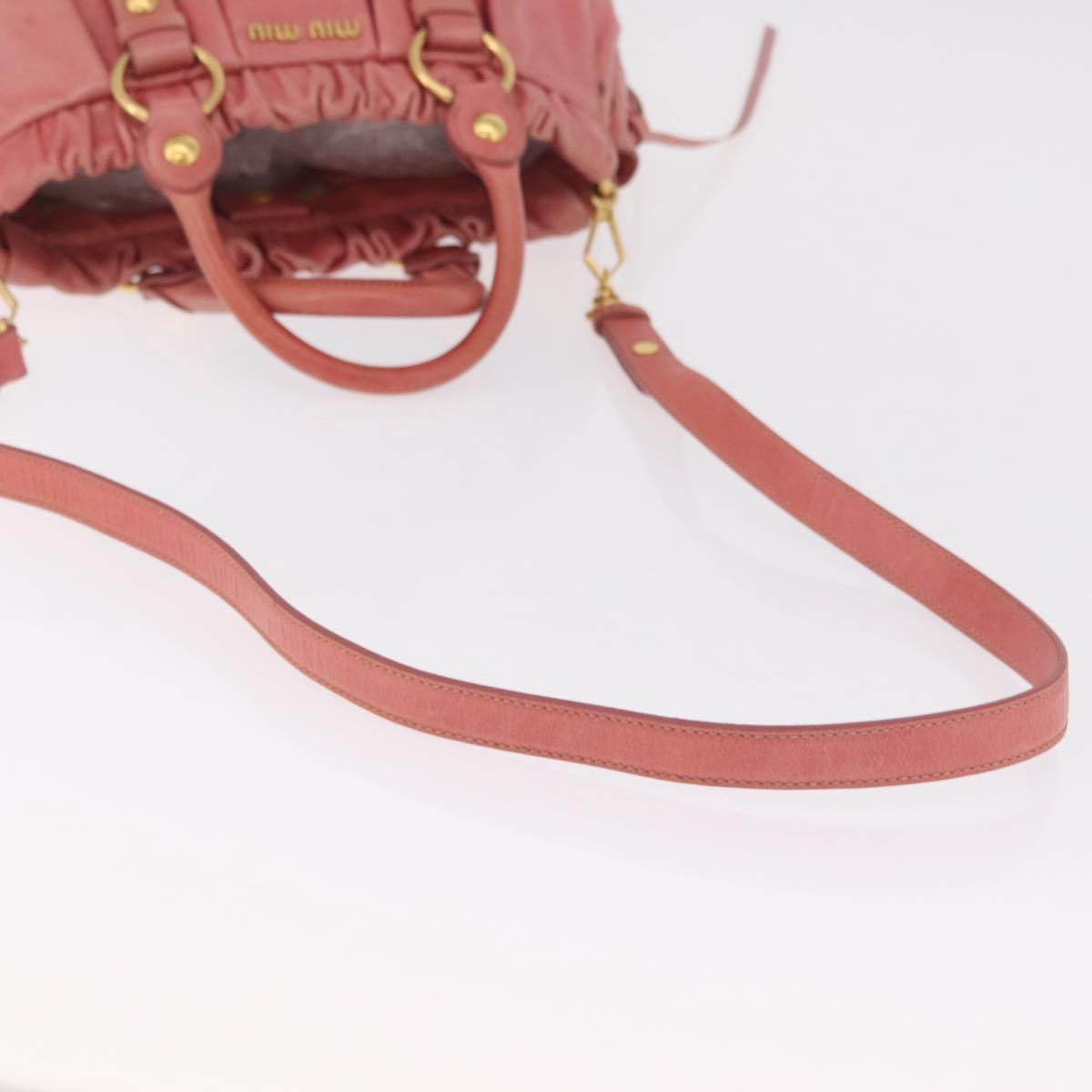 Miu Miu Hand Bag Leather 2way Pink Gold Auth 167649M