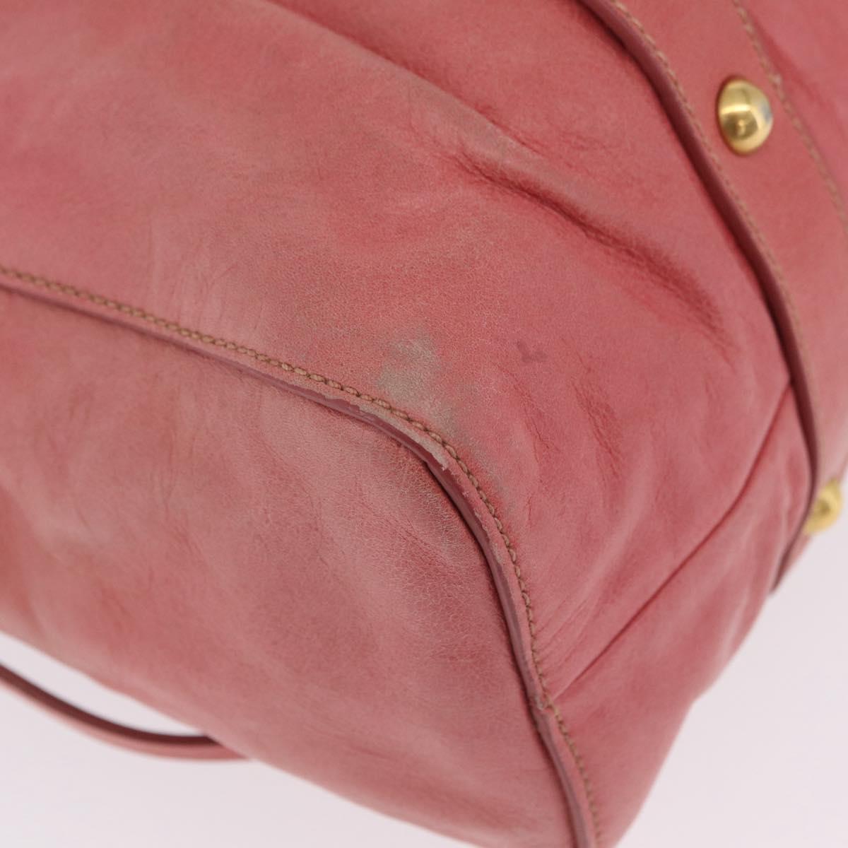 Miu Miu Hand Bag Leather 2way Pink Gold Auth 167649M