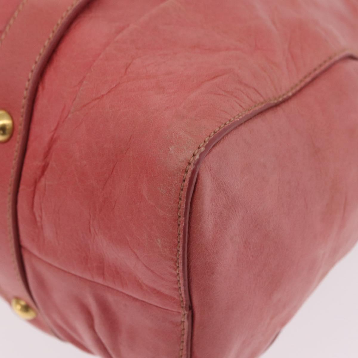 Miu Miu Hand Bag Leather 2way Pink Gold Auth 167649M