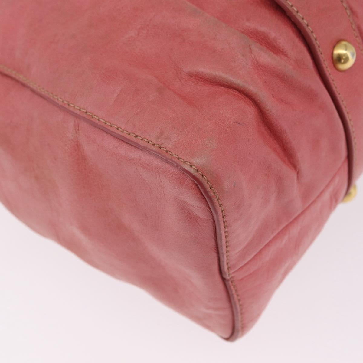 Miu Miu Hand Bag Leather 2way Pink Gold Auth 167649M