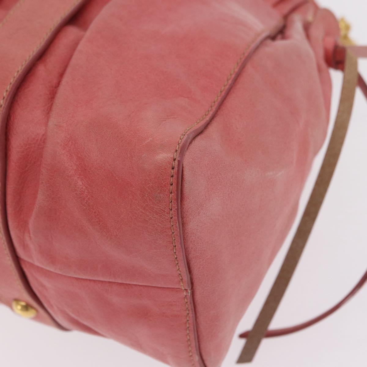Miu Miu Hand Bag Leather 2way Pink Gold Auth 167649M