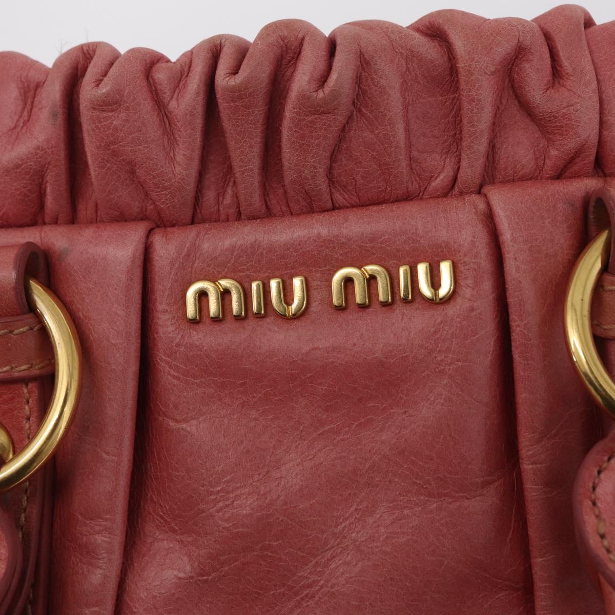 Miu Miu Hand Bag Leather 2way Pink Gold Auth 167649M