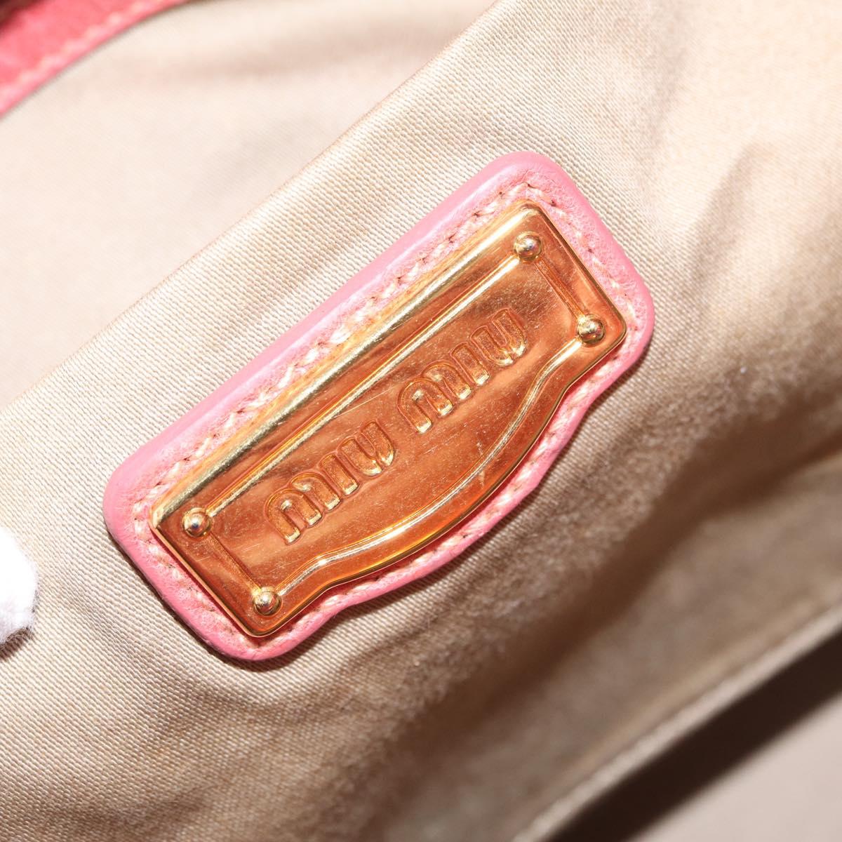 Miu Miu Hand Bag Leather 2way Pink Gold Auth 167649M