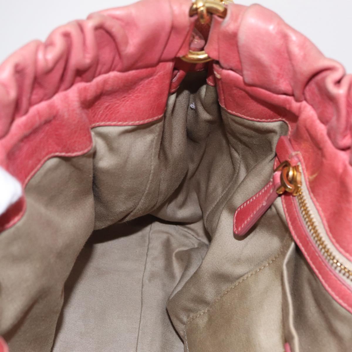 Miu Miu Hand Bag Leather 2way Pink Gold Auth 167649M