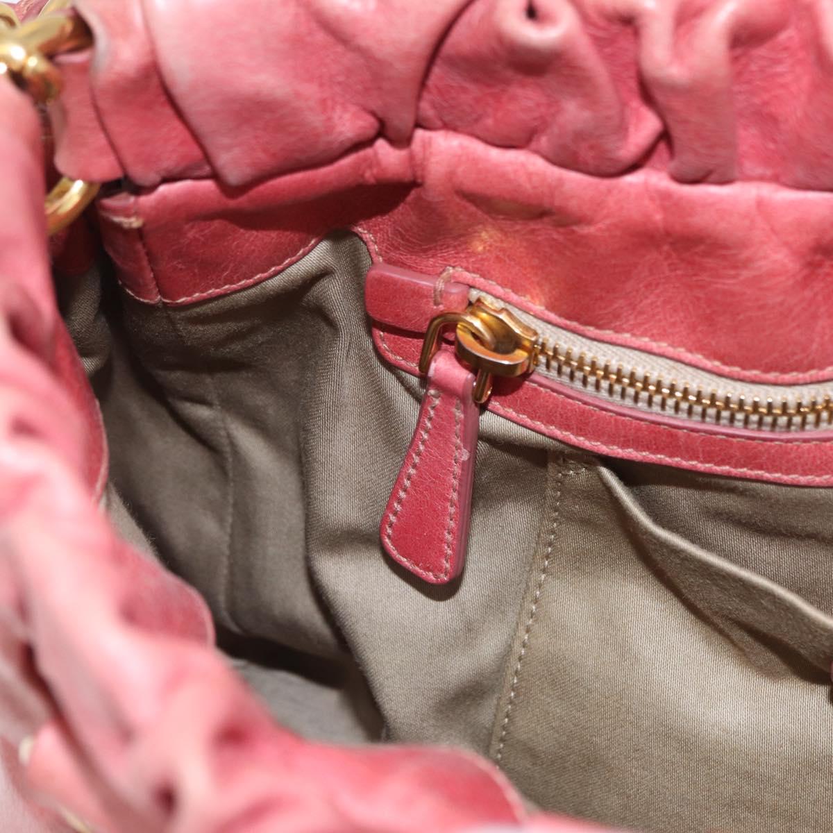 Miu Miu Hand Bag Leather 2way Pink Gold Auth 167649M