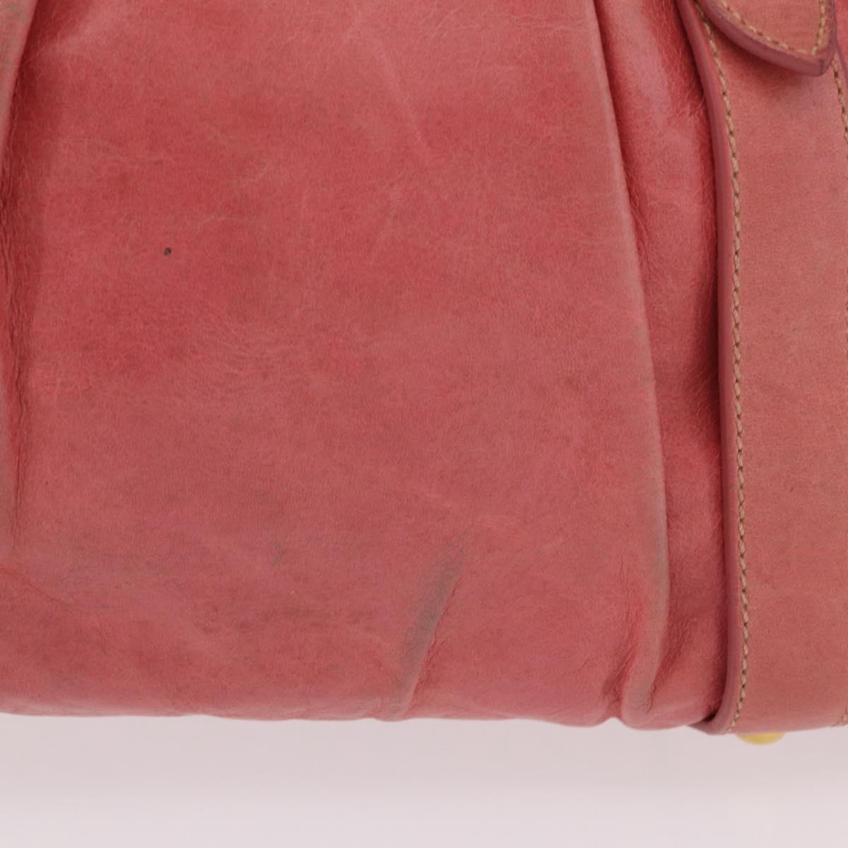 Miu Miu Hand Bag Leather 2way Pink Gold Auth 167649M