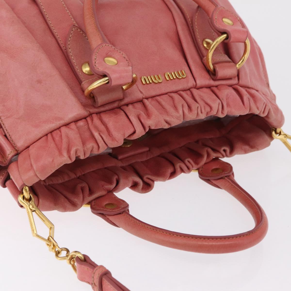 Miu Miu Hand Bag Leather 2way Pink Gold Auth 167649M