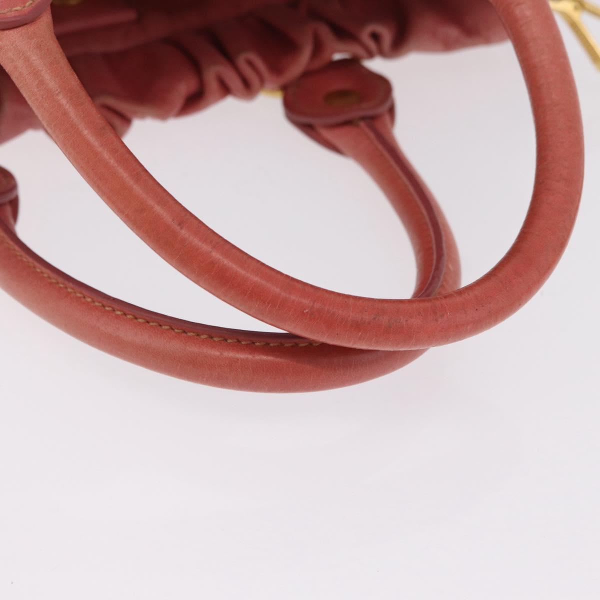 Miu Miu Hand Bag Leather 2way Pink Gold Auth 167649M