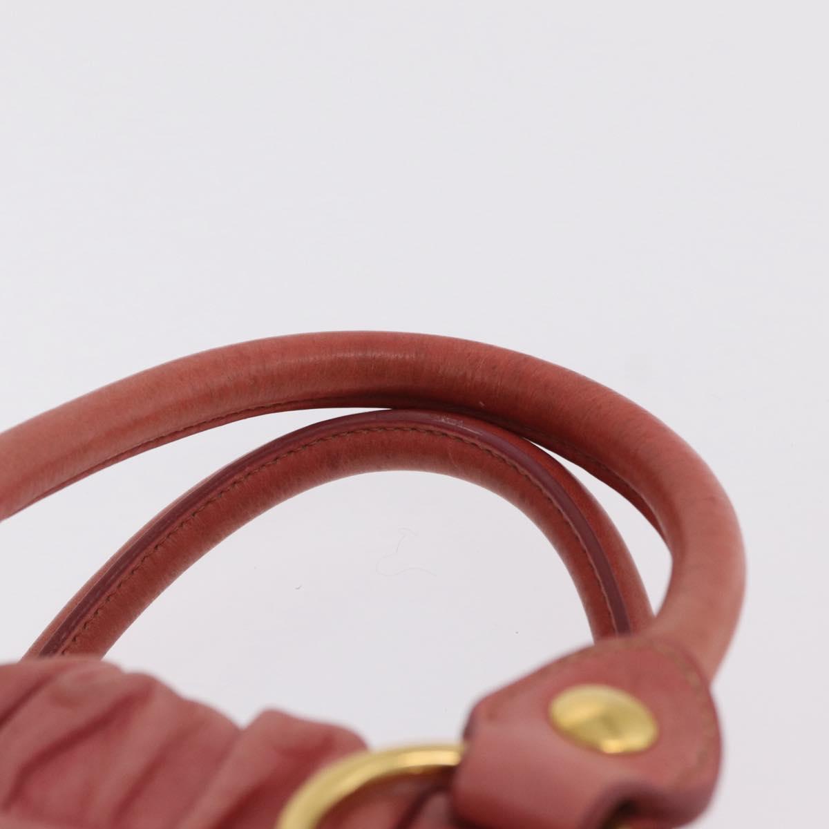 Miu Miu Hand Bag Leather 2way Pink Gold Auth 167649M