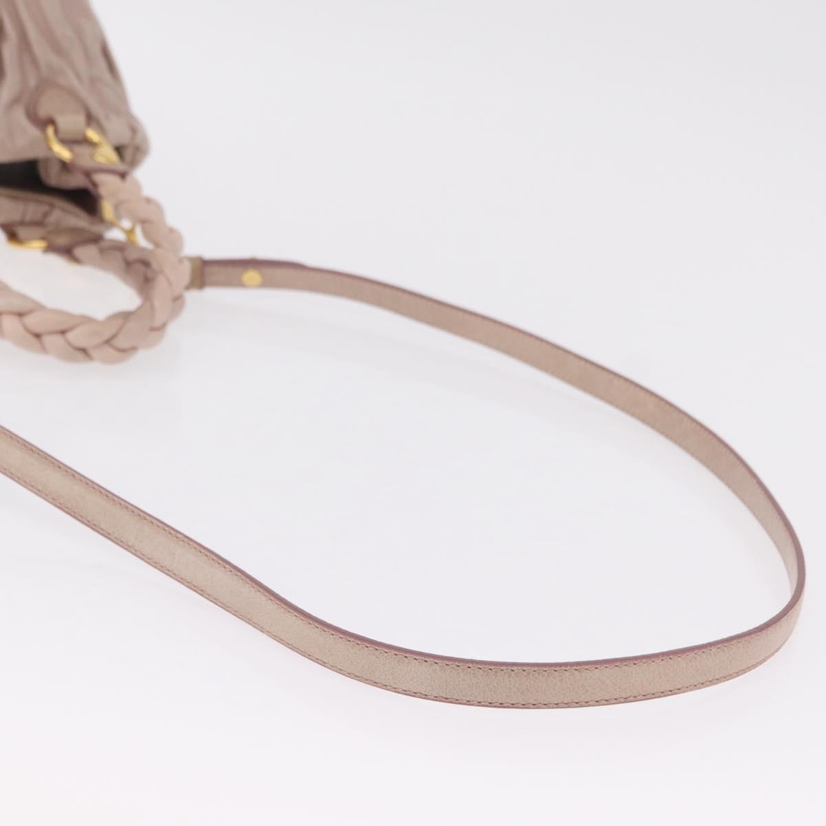 Miu Miu Matelasse Hand Bag Leather 2way Pink Gold Auth 167651A