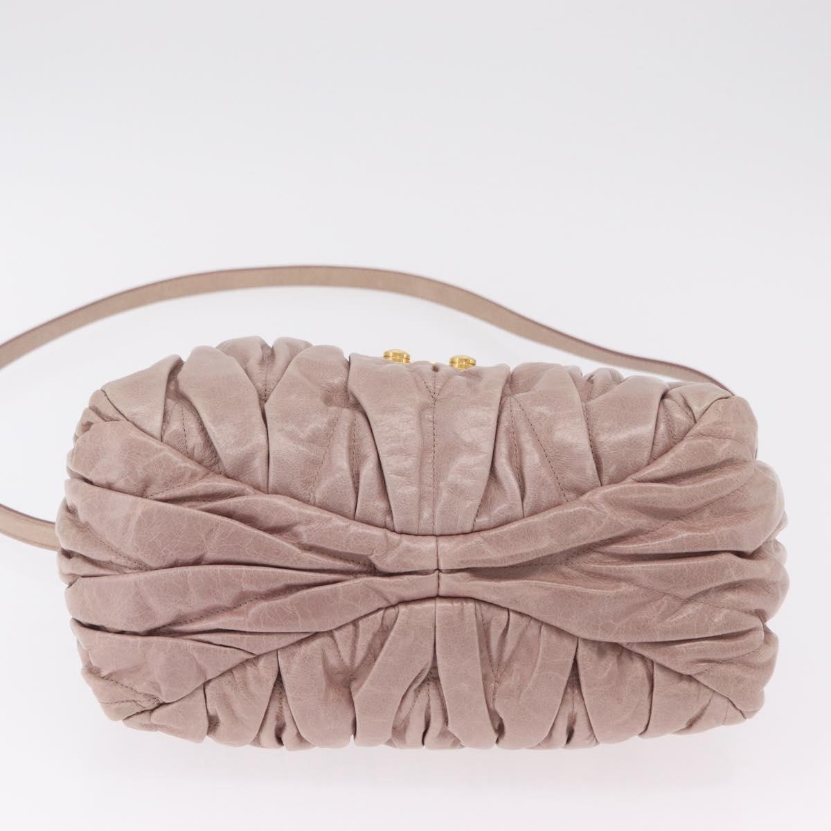 Miu Miu Matelasse Hand Bag Leather 2way Pink Gold Auth 167651A