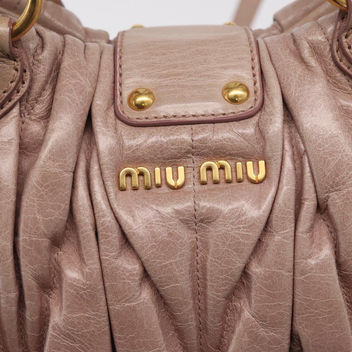 Miu Miu Matelasse Hand Bag Leather 2way Pink Gold Auth 167651A