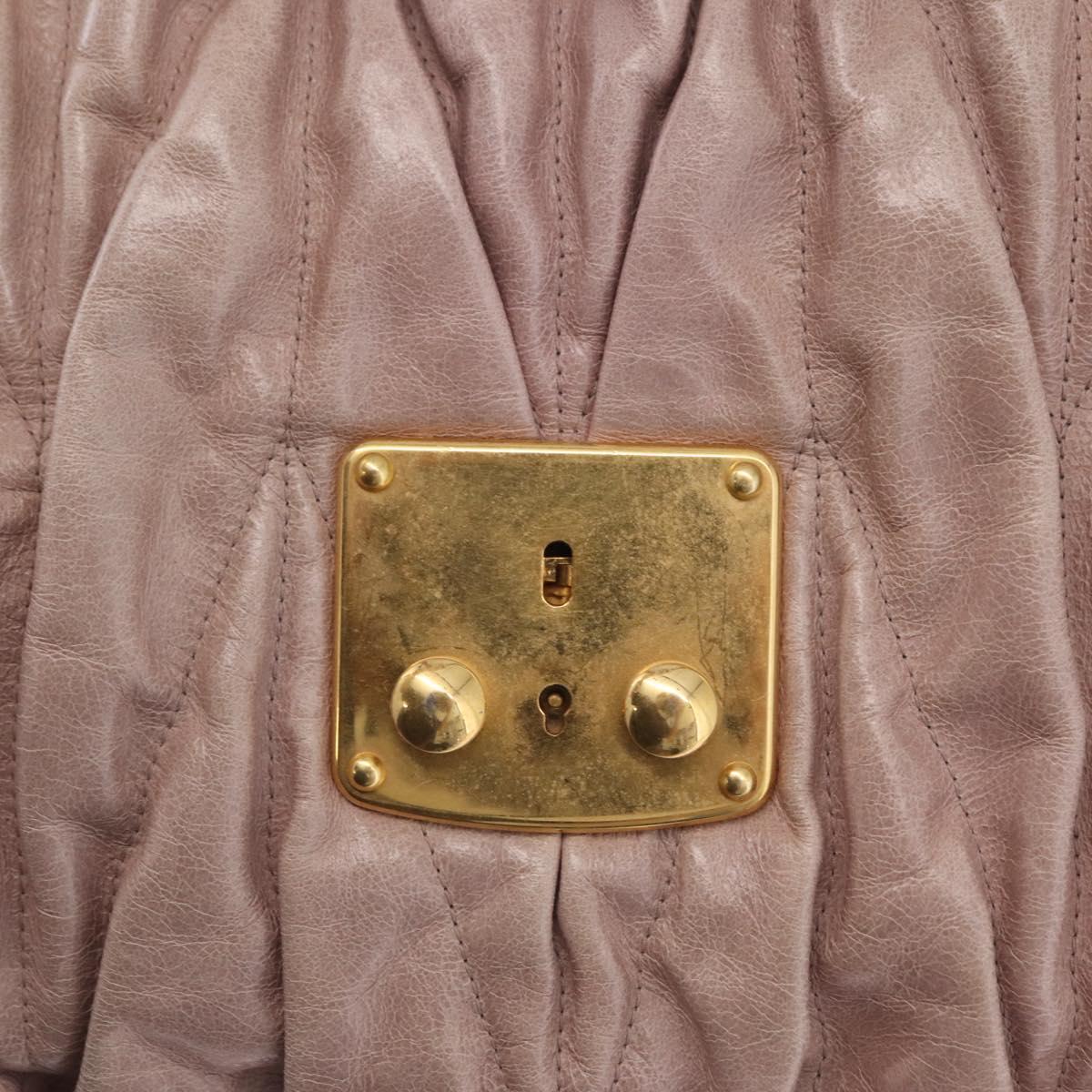 Miu Miu Matelasse Hand Bag Leather 2way Pink Gold Auth 167651A