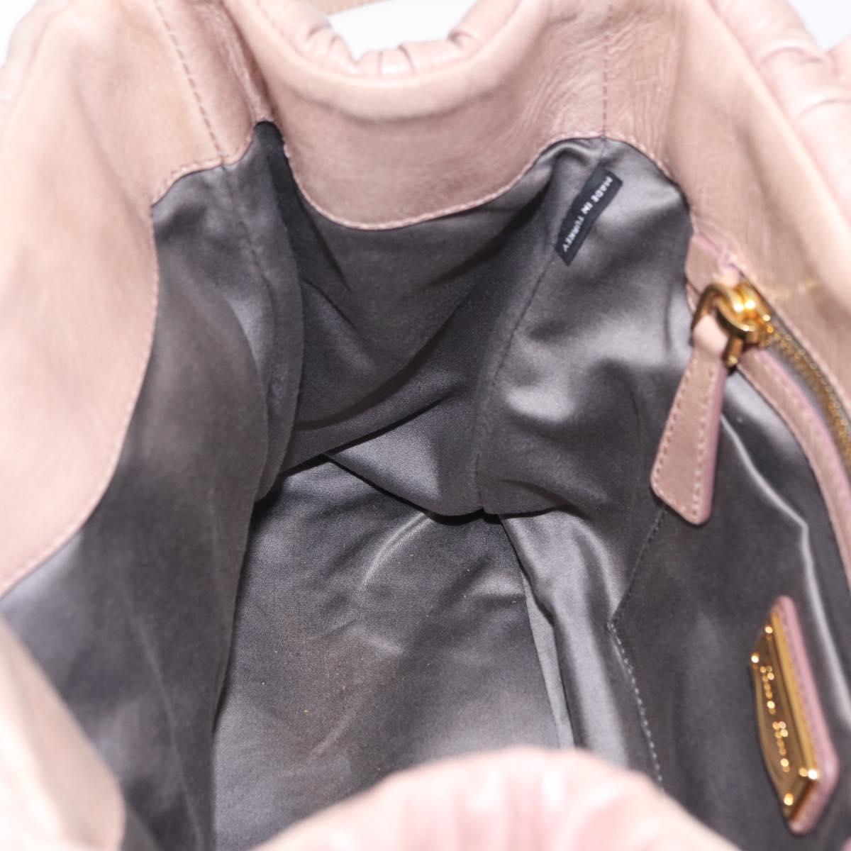 Miu Miu Matelasse Hand Bag Leather 2way Pink Gold Auth 167651A