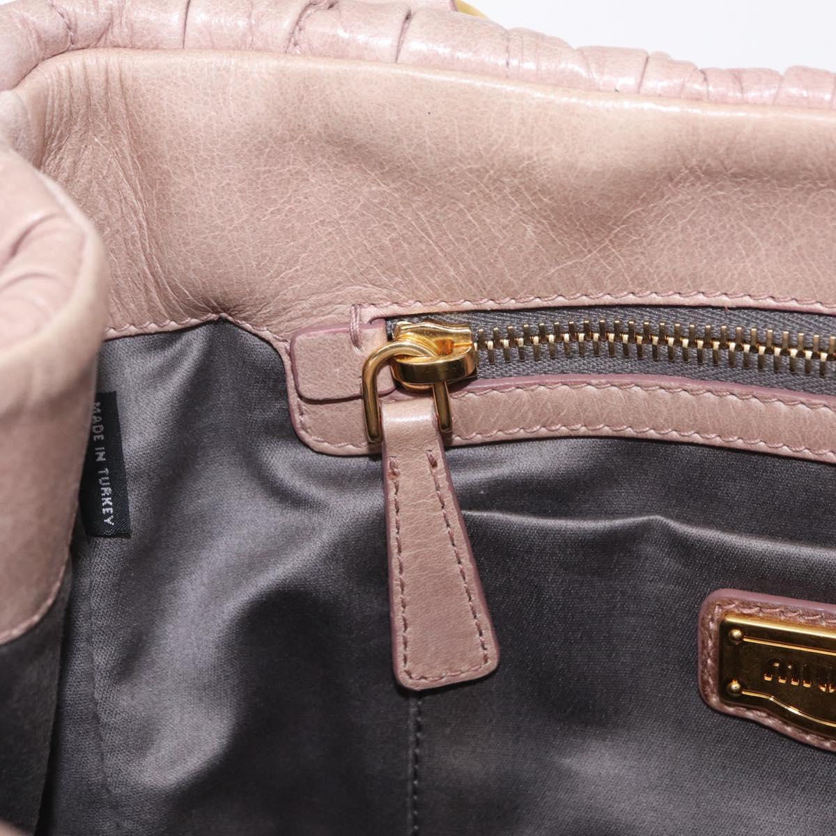 Miu Miu Matelasse Hand Bag Leather 2way Pink Gold Auth 167651A