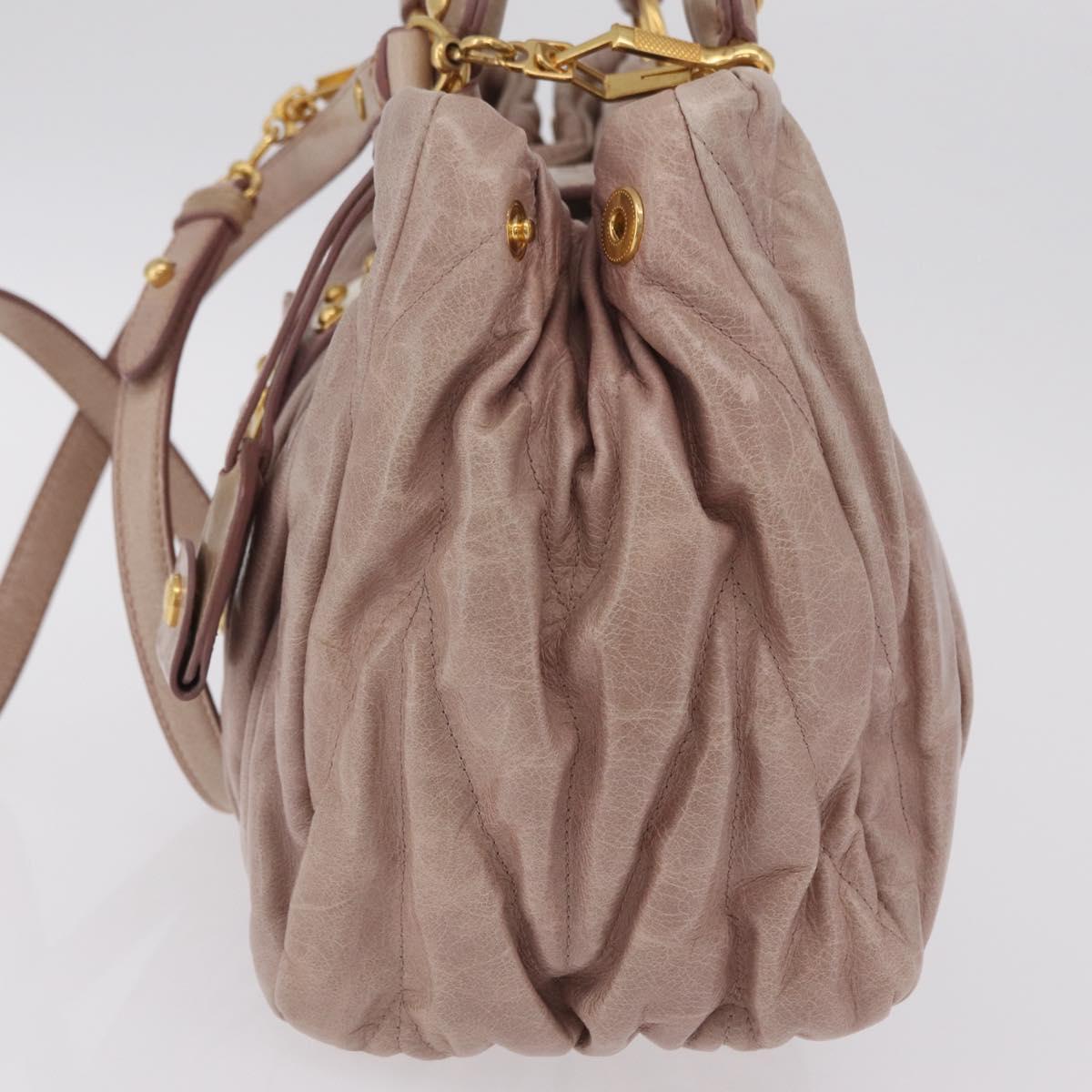Miu Miu Matelasse Hand Bag Leather 2way Pink Gold Auth 167651A