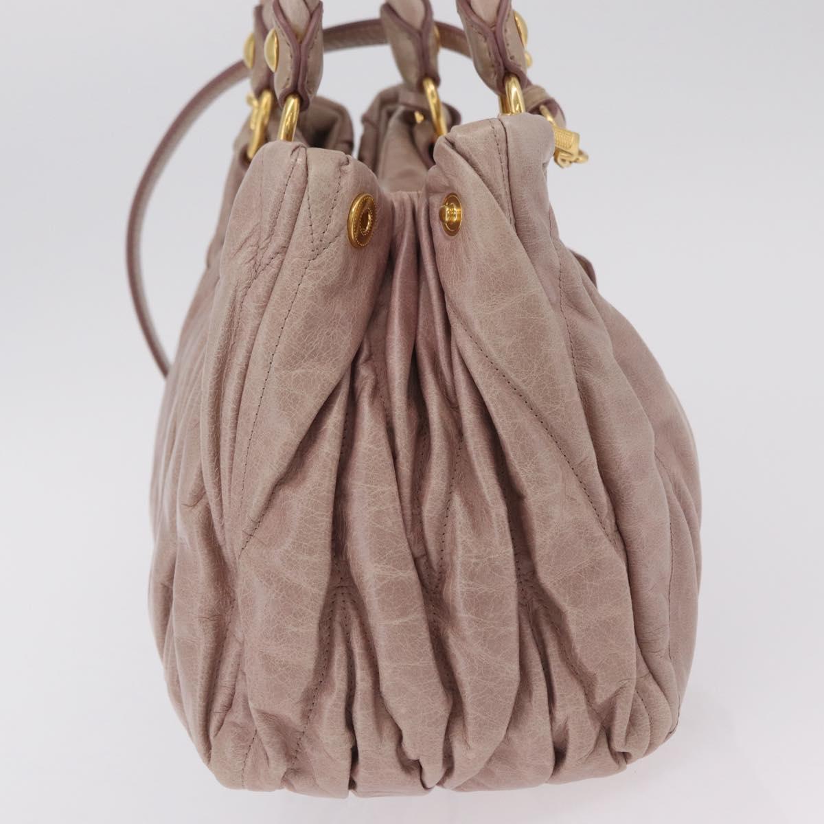 Miu Miu Matelasse Hand Bag Leather 2way Pink Gold Auth 167651A