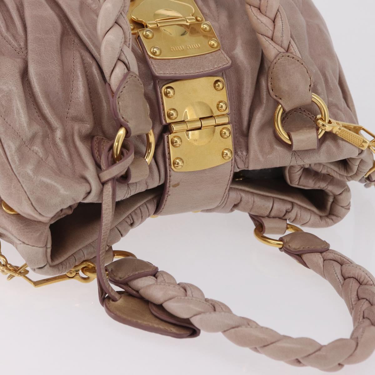Miu Miu Matelasse Hand Bag Leather 2way Pink Gold Auth 167651A