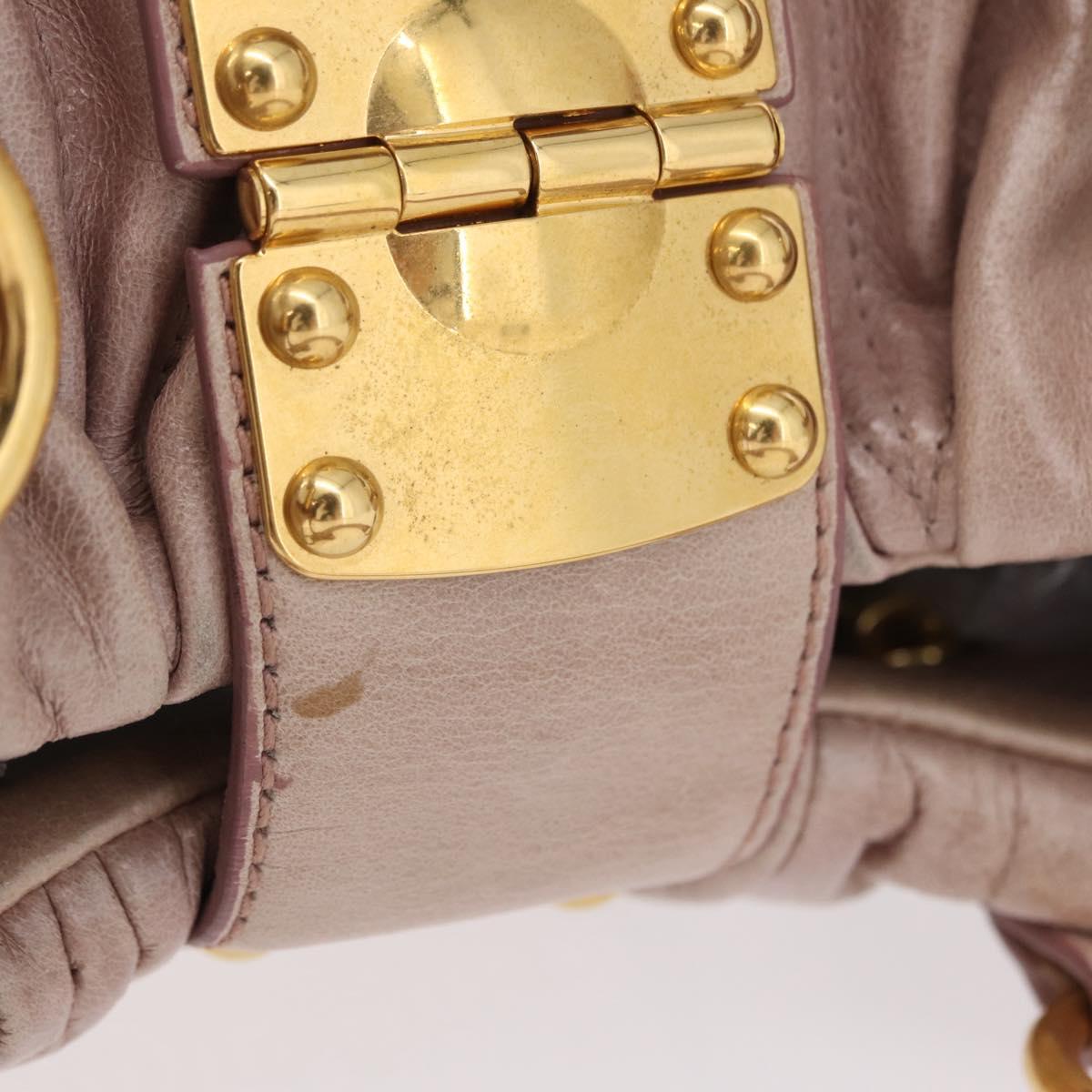 Miu Miu Matelasse Hand Bag Leather 2way Pink Gold Auth 167651A