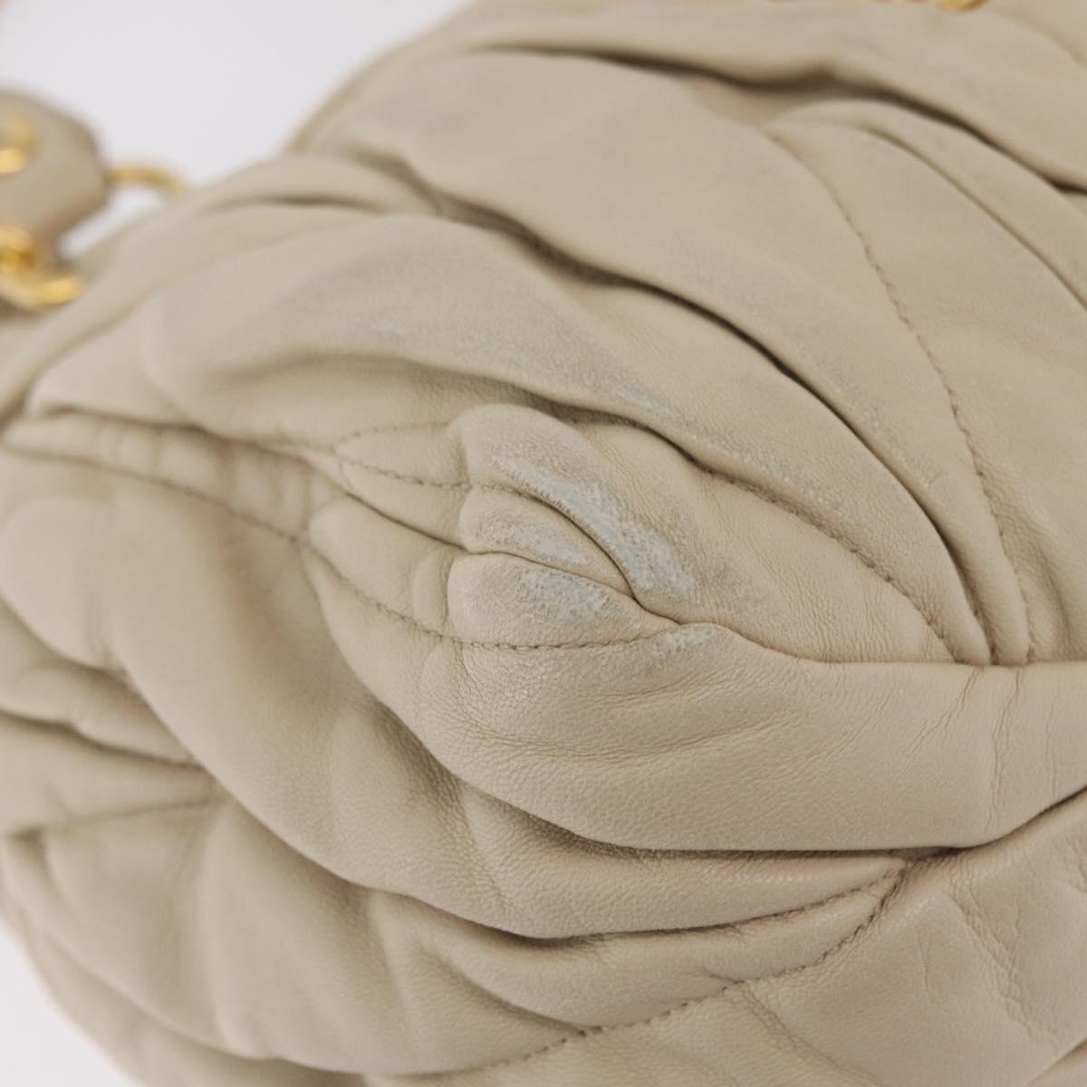 Miu Miu Matelasse Hand Bag Leather 2way Beige Gold Auth 167655A