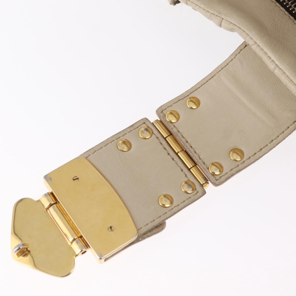 Miu Miu Matelasse Hand Bag Leather 2way Beige Gold Auth 167655A