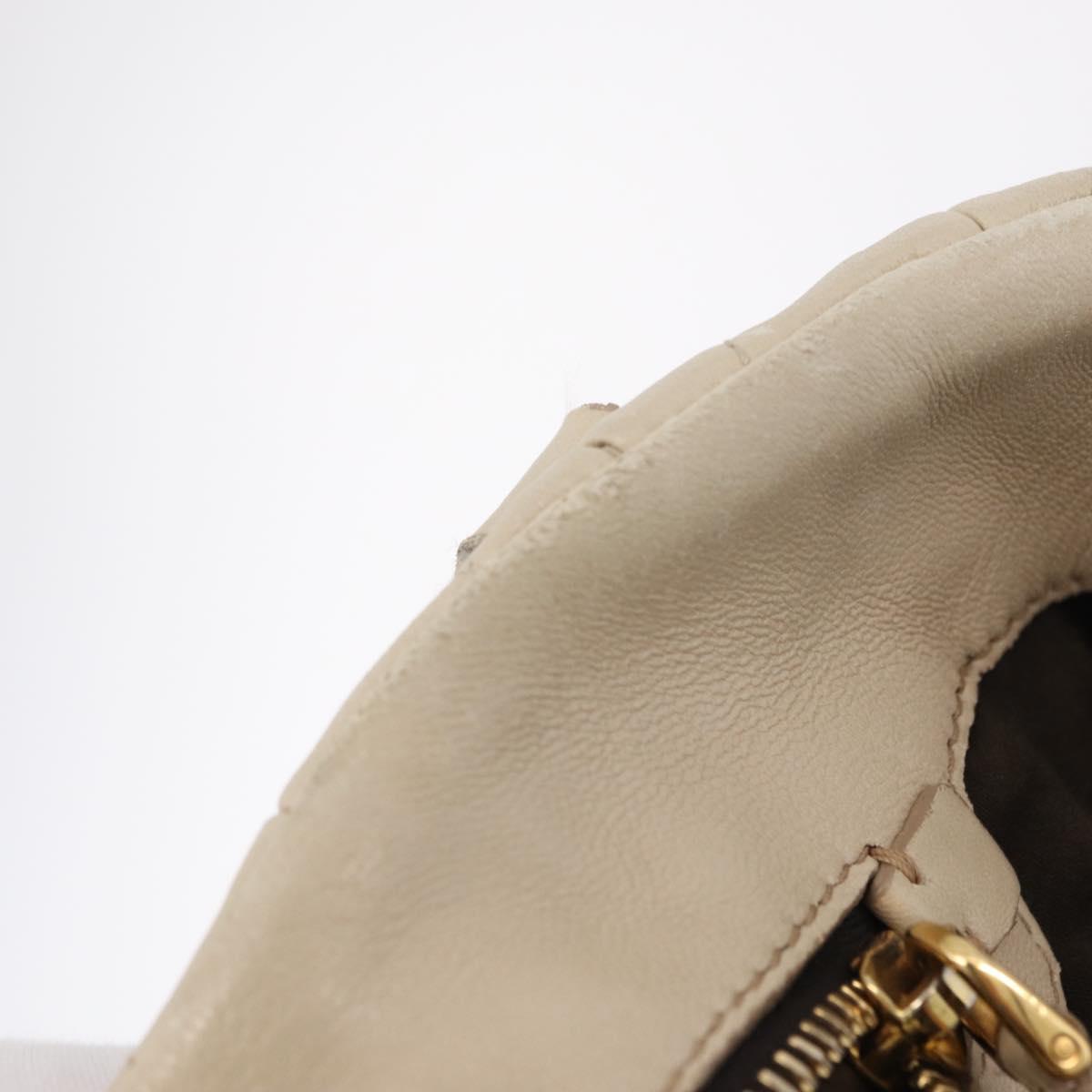 Miu Miu Matelasse Hand Bag Leather 2way Beige Gold Auth 167655A