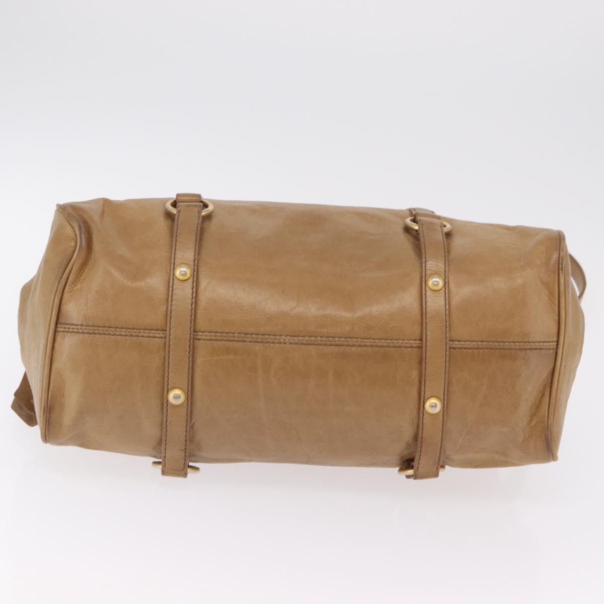 Miu Miu Hand Bag Leather 2way Beige Gold Auth 167657M